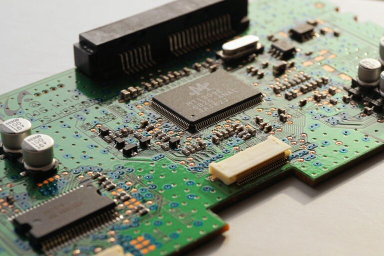 green black and white computer chip circuit